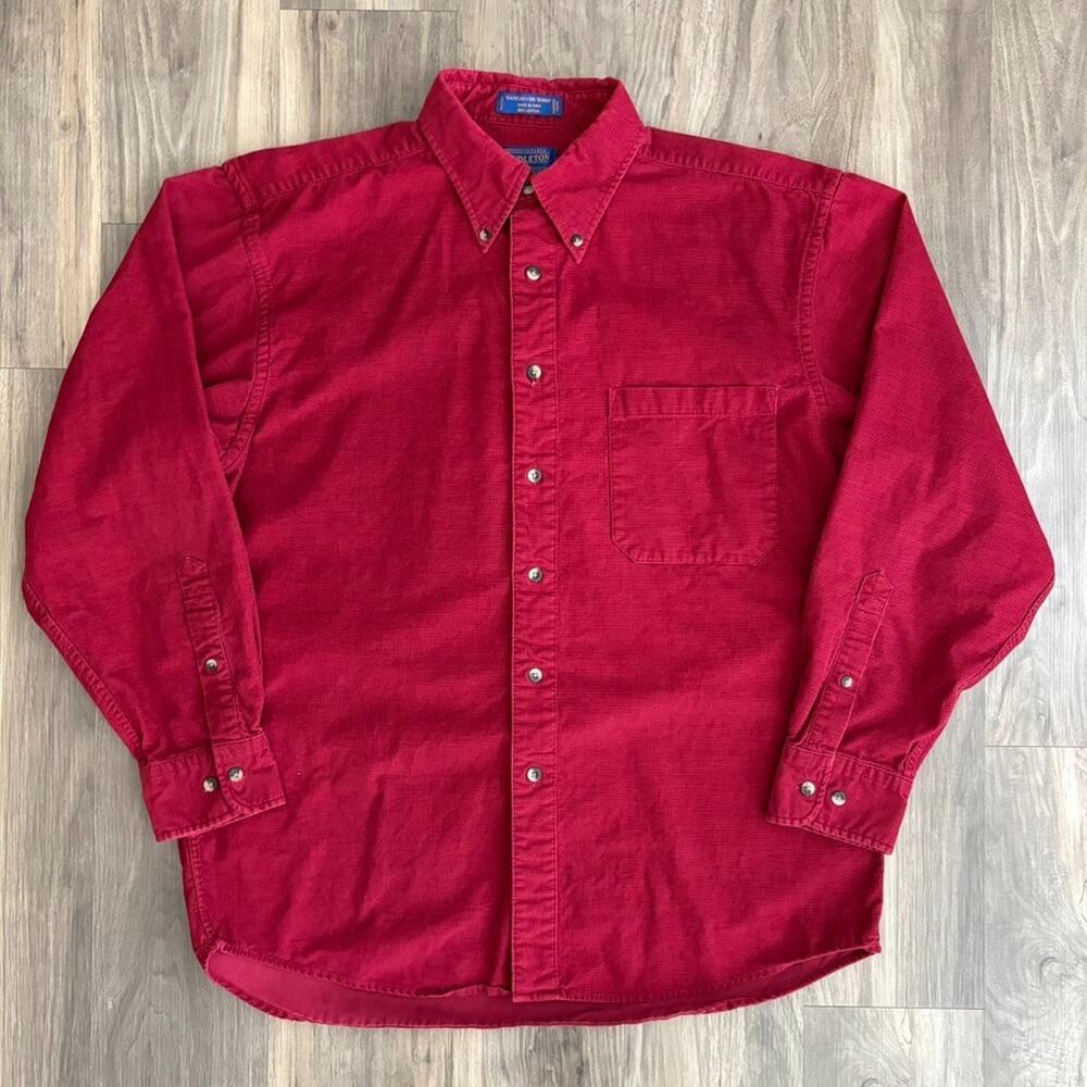 Pendleton Shirt Men's Size L Vancouver Corduroy Red Button Up